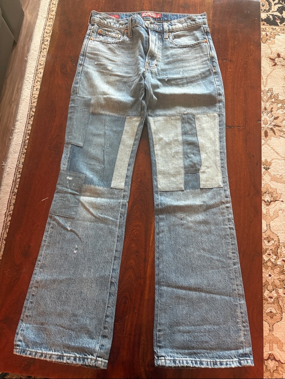 Lucky Brand Patchwork Light Blue Flare Jeans